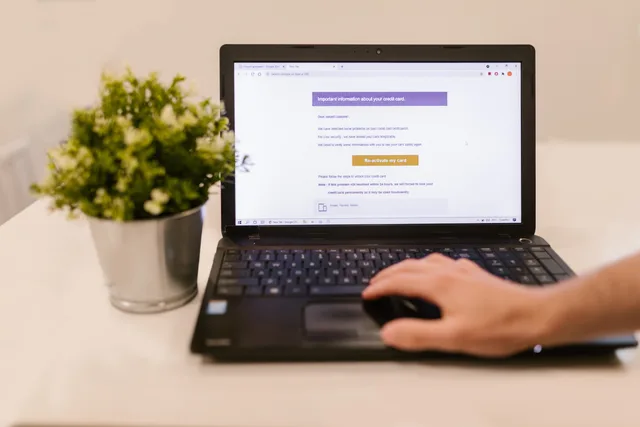 Person using a laptop to read an email indoors beside a potted plant. Why subscription lifecycle email automation cuts churn